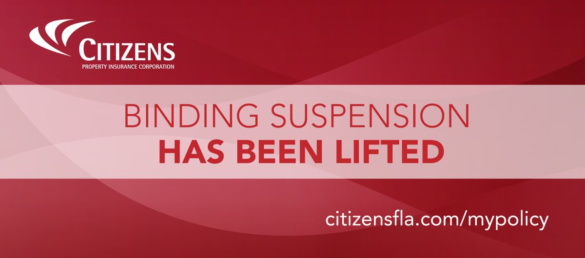 Citizens restored policy binding authority at 5 p.m. ET on Sunday, September 28, 2025, due to Tropical Storm #Imelda. All regular Citizens business operations have resumed.

#CitizensIsReady
#ContactCitizensFirst