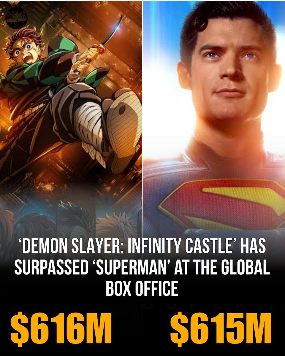 animecomicbook's tweet photo. As of September 28, ‘DEMON SLAYER: INFINITY CASTLE’ has now surpassed ‘SUPERMAN’ at the global box office. https://t.co/tFDrsPdNIj