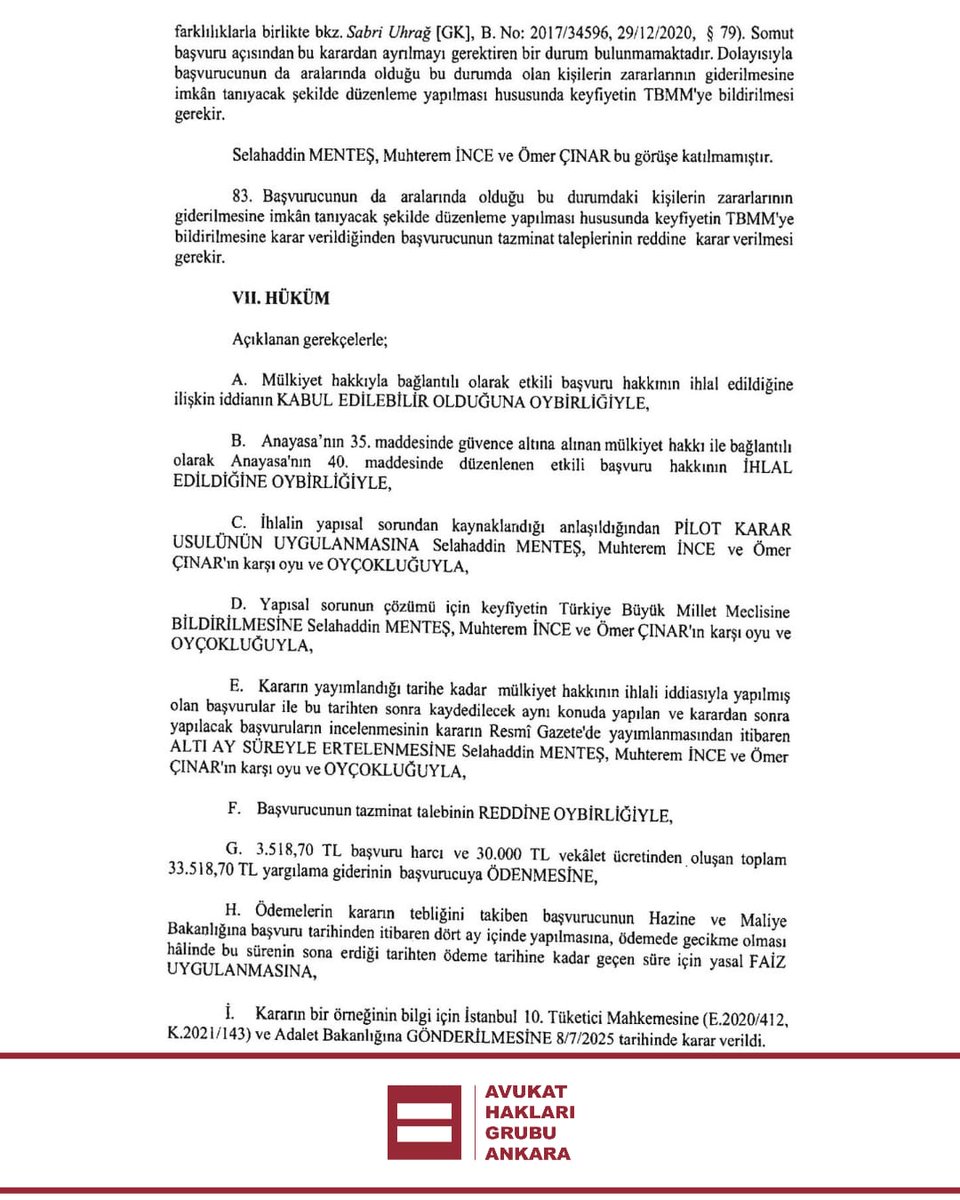 📰 29 Eylül 2025 tarih ve 33032 sayılı Resmi Gazete'de yayımlanan Anayasa Mahkemesi kararı ile makul sürede yargılama gerçekleşmesi bağlamında enflasyon karşısında yaşanan değer kaybının yapısal bir sorun olduğu tespit edilmiş, pilot karar usulü uygulanmasıyla bu sorunun