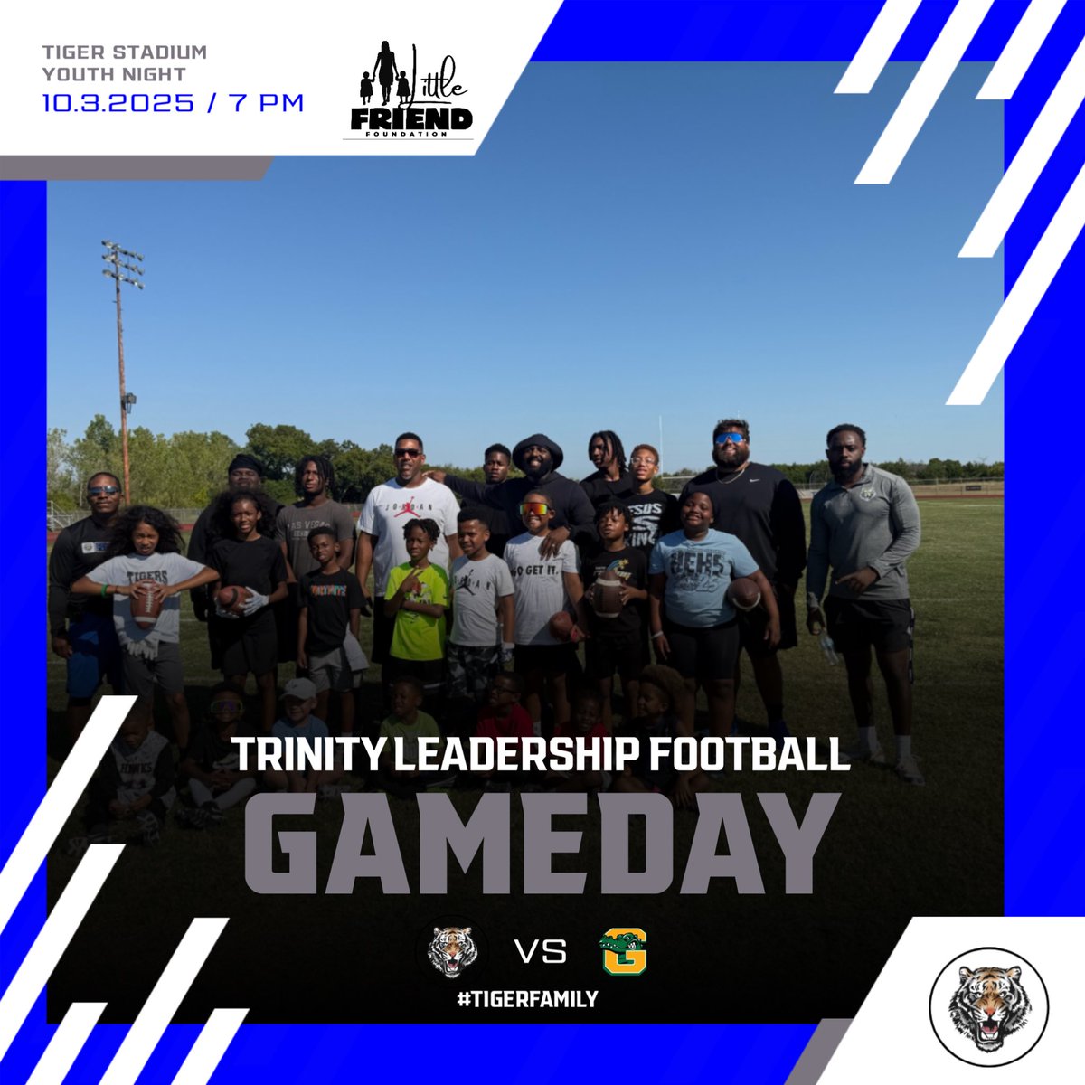 tlchfootball's tweet image. It's game week against GCA! Let's get ready to compete. 🐅🏈

🆚 MS travels to GCA on Thursday at 5 PM. 
🆚 HS hosts GCA under the Friday Night Lights! Kickoff is 7 PM at Tiger Stadium.

This week's focus: G.R.I.N.D. &amp;amp; GRIT.
#TrinityTigers #DCA #TIGERFAMILY