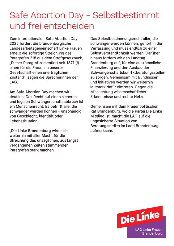 Aus Anlass des heutigen Tages