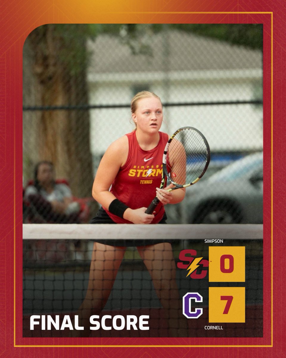Wrapping up a four-match weekend, your Storm dropped two against Coe and Cornell on Sunday.

We are back in action this Wednesday at home against Nebraska Wesleyan!

📰 linktr.ee/simpsontennis

#rollriversWTN