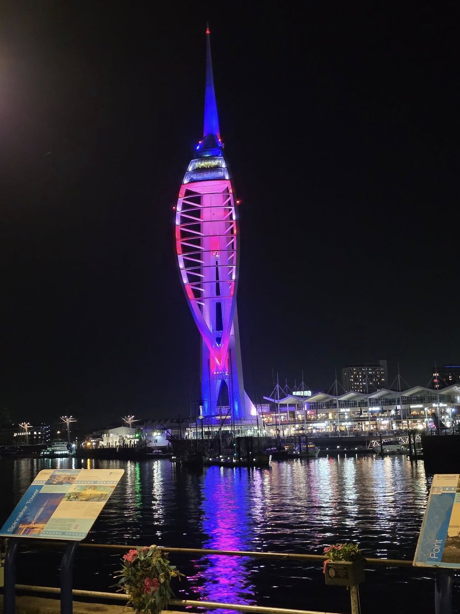 HomeChildrenCan's tweet photo. Spinnaker tower, Portsmouth, UK is all lit up tonight for the BHC - Thank you George Palmer for the photo! https://t.co/NA73zM9ZdJ