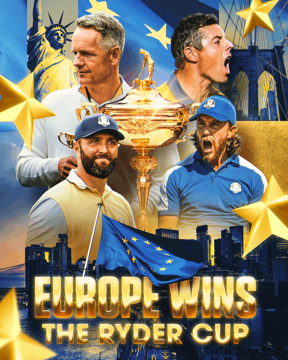 GolfChannel's tweet photo. Europe takes the Ryder Cup on foreign soil for the first time since 2012! 🇪🇺🏆 https://t.co/GVEpu6s97E