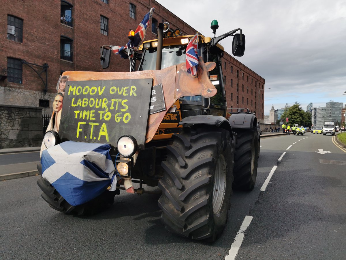PhilipCaseFW's tweet image. VIDEO: Farmers protest Labour's inheritance tax plans at Starmer's Liverpool conference: 'Enough is enough' #traileroftruth #AxeTheFamilyFarmTax #NoFarmersNoFood @FarmersToAction