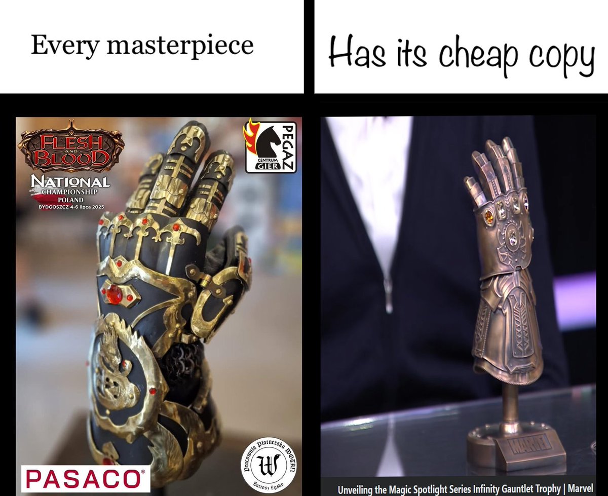 #fabtcg Stonewall Gauntlet &gt; #mtg Infinity Gauntlet

Similar vibes of LOTR vs Rings of Power armor XD