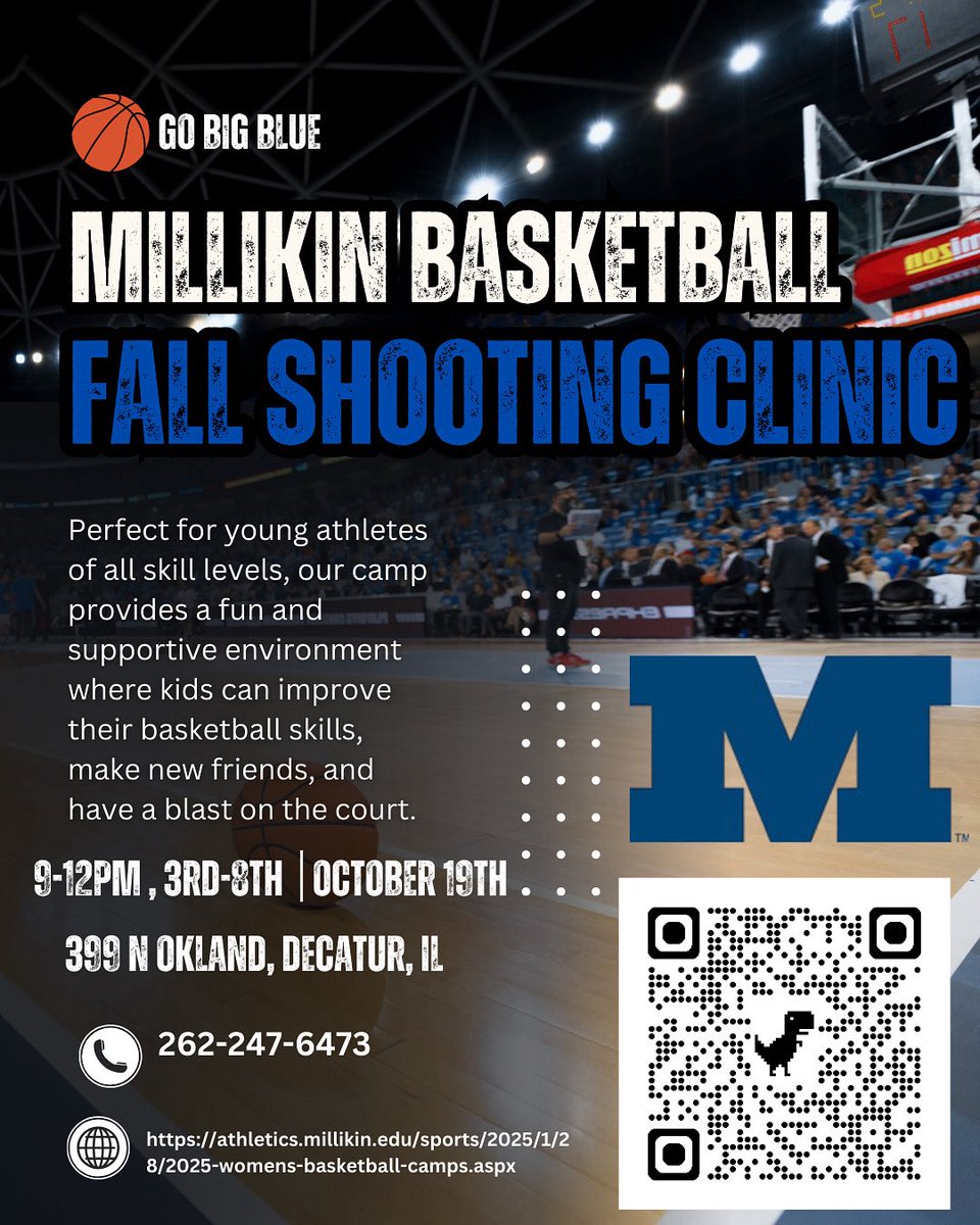 3 weeks away from our first ever Fall Shooting Clinic!! We will be hosting on Sunday, October 19th from 9:00am-12:00pm for all boys and girls in grades 3rd-8th!! We hope you can make it! Ⓜ️

Registration Link: athletics.millikin.edu/sb_output.aspx…

#Together || #GoBigBlue