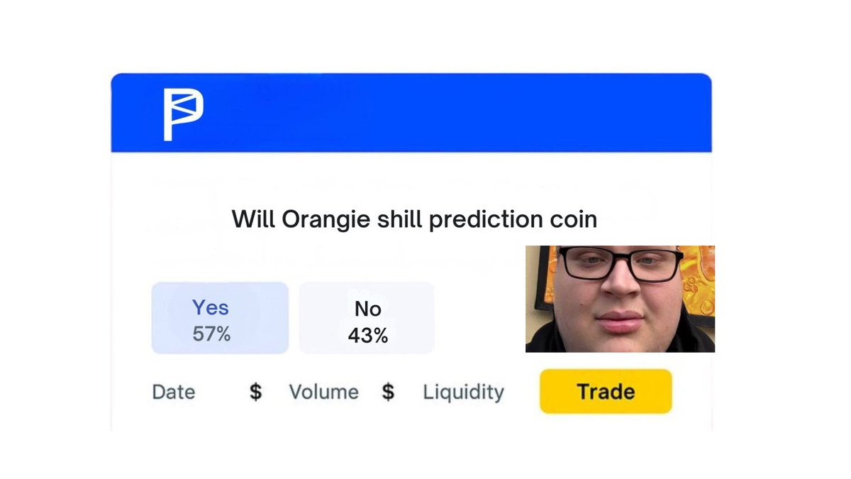 predictonsol's tweet photo. Yo @orangie we're the only prediction market memecoin https://t.co/0dBXpAgPw2