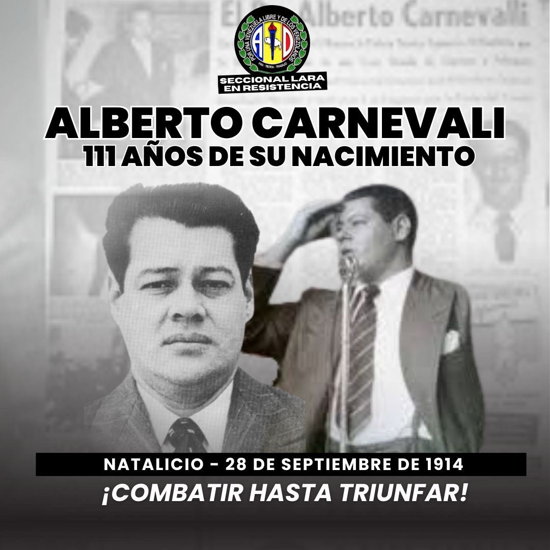 “No hay derrotas posibles mientras quede aliento para levantarse otra vez”. Del Tachira Leonardo, de Mérida Carnevali, mártires del pueblo ADeco, de la Venezuela democrática, con tenacidad y coraje ofrendaron su vida por la libertad.