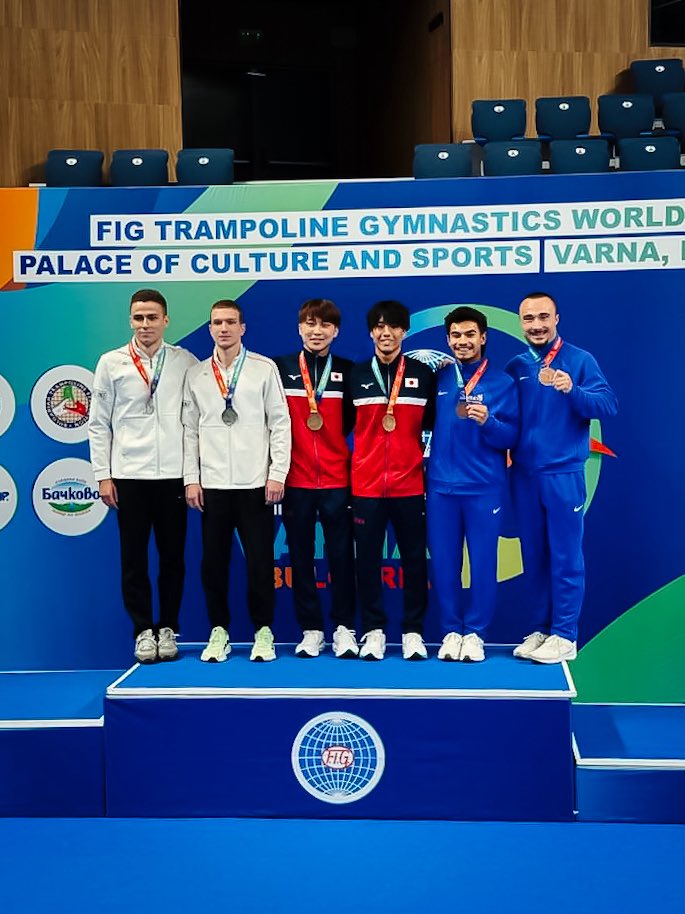 Team USA is coming away with two Bronze Medals at the T&amp;T Varna World Cup!

Ruben Padilla places third in Individual Trampoline &amp; Men’s Synchro, with partner Ryan Maccagnan!