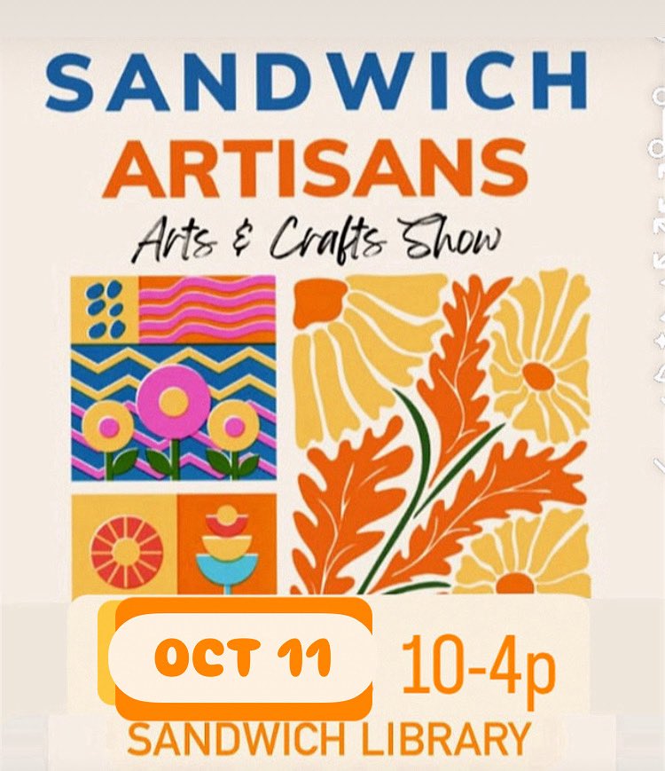 The Sandwich Artisans will have the final juried arts and crafts show of the season on Saturday, October 11 at the Sandwich Library 10-4.  The show will be filled with new and returning artisans.  Come to Sandwich to explore  and shop with us.