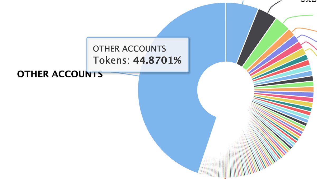 Pie chart showing $TIBBIR token distribution with other accounts holding 44.8701%