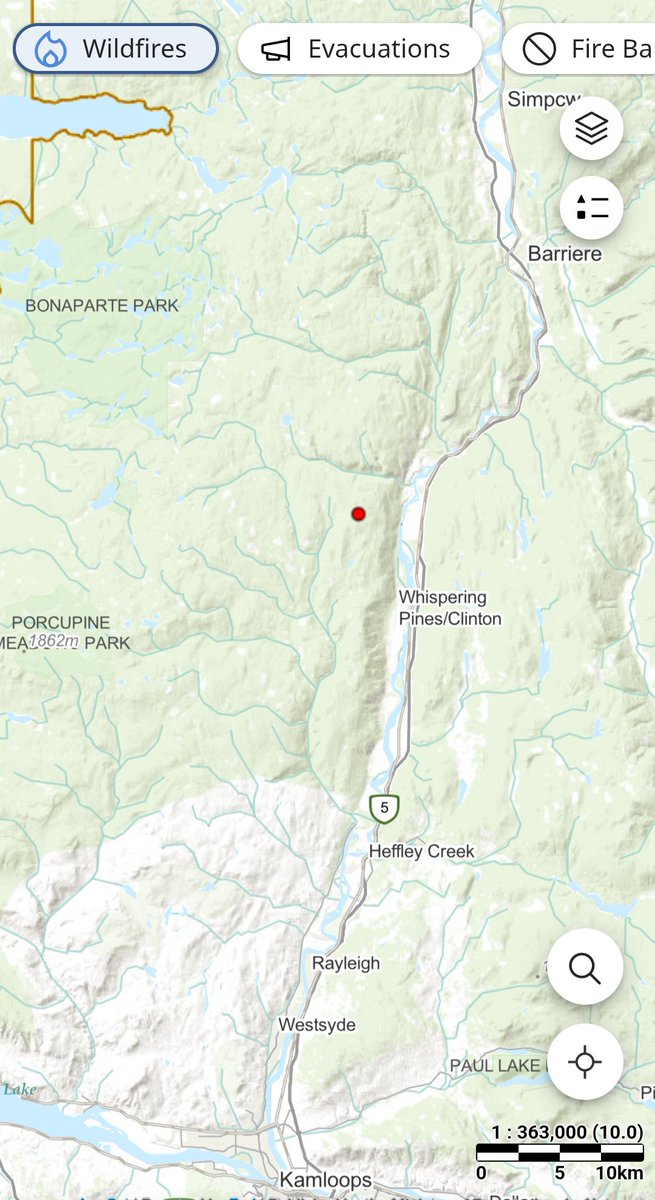 New #bcfire north of Westsyde