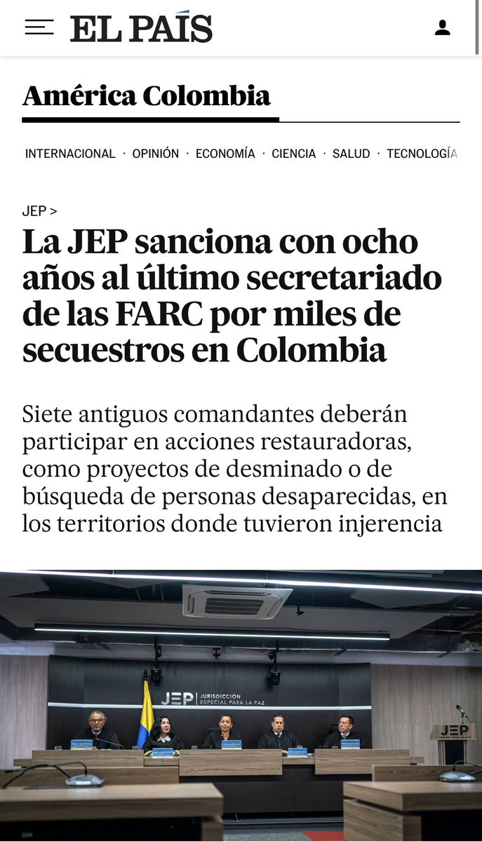 Una condena mínima que no garantiza la reparación a las víctimas. Tres décadas causando dolor en Colombia y fueron premiados con curules en el congreso. ¡Impunidad y vergüenza!

#JEPesImpunidad