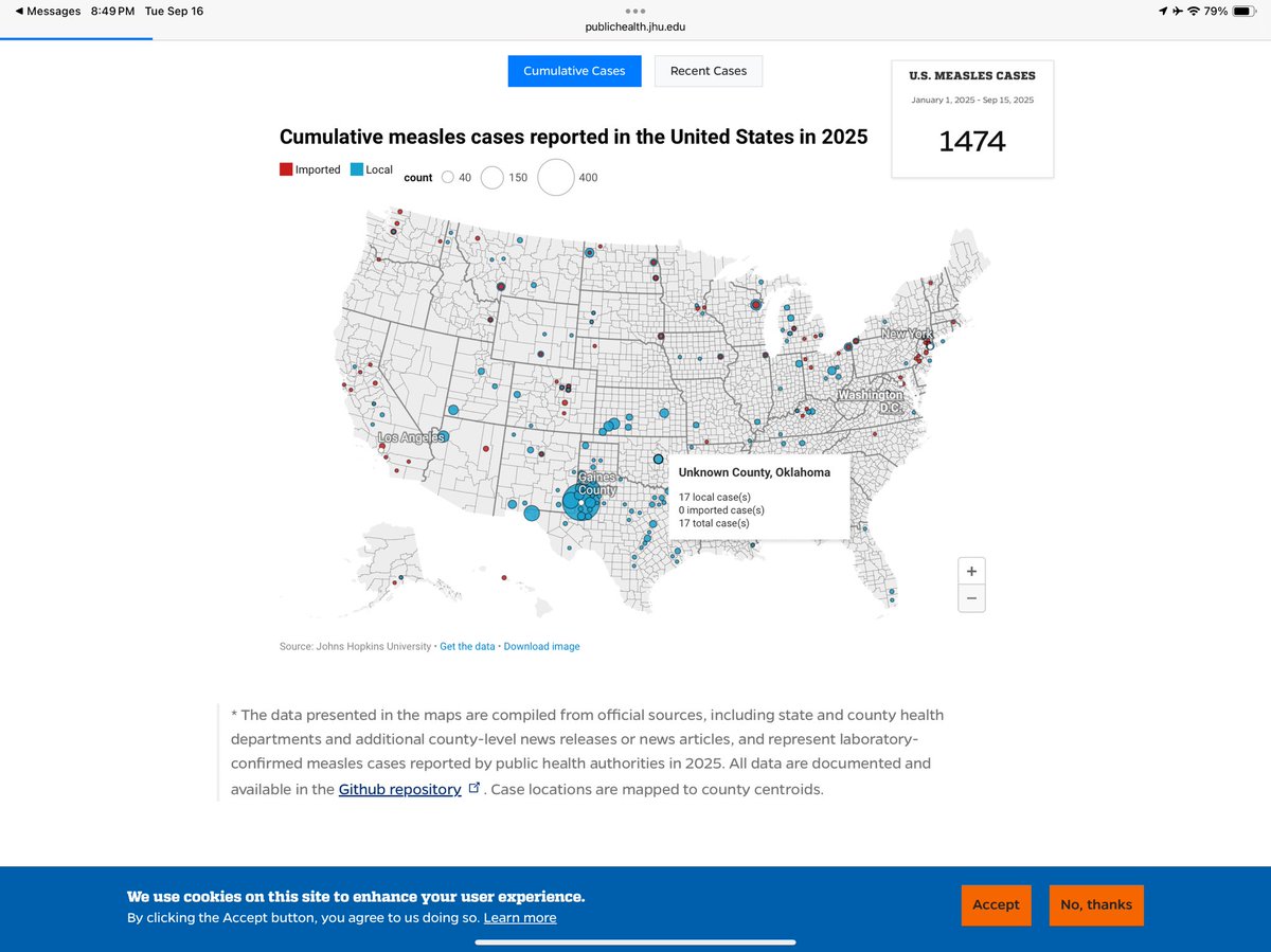 Oklahoma is the only state in the United States that refuses to reveal what counties measles cases have occurred in. <a href="/HealthyOklahoma/">OK Dept of Health</a> <a href="/Okla_OAG/">Oklahoma Attorney General Gentner Drummond</a>