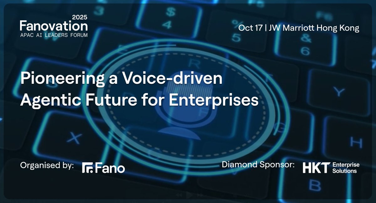 🚀 #Fanovation 2025: APAC AI Leaders Forum is back!
Join 200+ execs &amp; innovators to explore:🔹#VoiceAI+#Agentic AI in the enterprise🔹Fighting fraud &amp; deepfakes🔹Real-time, intelligent decision-making
🔗 Secure your spot now: fanovation.fano.ai
⚡ Early-bird ends Sept 30!