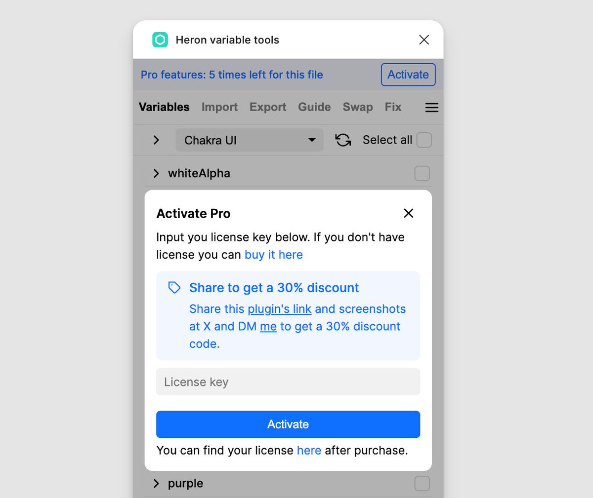 hal_lee_at_x's tweet image. Heron Variable Tools is more powerful now! Just try it if you&apos;re a design systems guy managing lots of variables, it will help you save lots of time. BTW, post/repost about this plugin &amp;amp; DM me for 30% off now.

#Figma #FigmaPlugin #DesignSystem #FigmaVariables