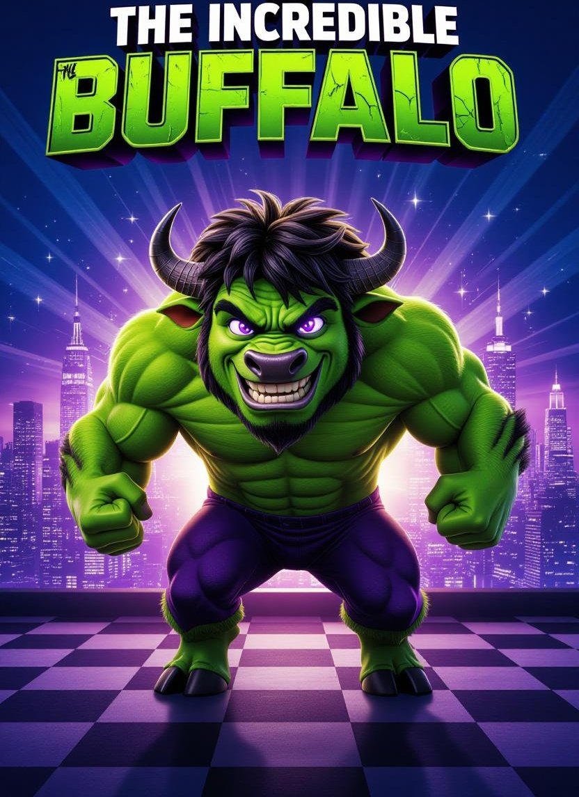 Looks like one of our buffalo friends got hit by a gama ray! 

Watch out for The Incredible Buffalo!

Marvel x Buffalo Party x Disney

<a href="/Marvel/">Marvel Entertainment</a> <a href="/MarvelStudios/">Marvel Studios</a> <a href="/Disney/">Disney</a> <a href="/Pixar/">Pixar</a> #disney #animation #zora #buffaloparty #marel #avengers