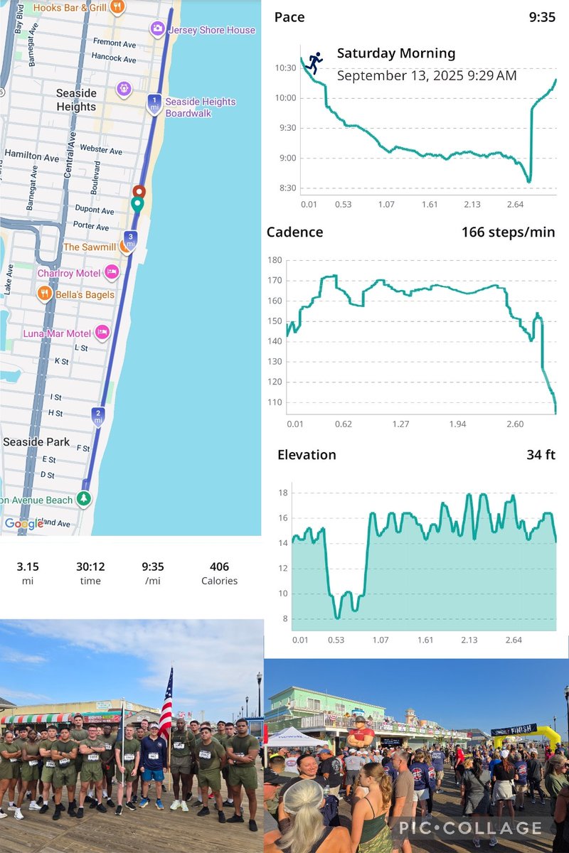 #SeasideHeightNJ #SunnyClear69 #SeasideSemperFive #MarineCorpsCharity5K #TeamBigB #7664 #Bib662 #Hoka #Bondi8 #RunKeeper #RunningDiary