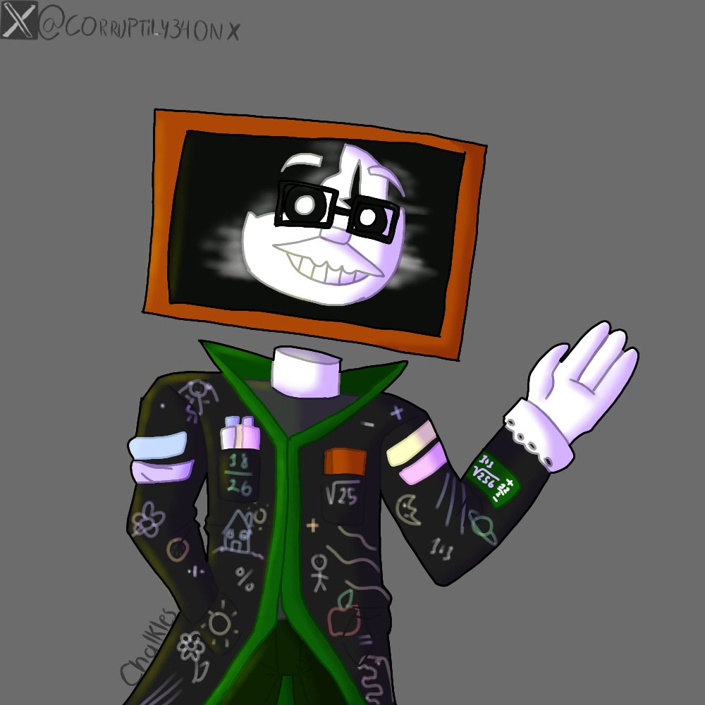 Corruptily34's tweet photo. Chalkles In my style I wanted to put a black and green suit on him since it represents the color of blackboards, designs as if they had been scratched with chalk. #bbiealfanart #BaldisBasics #chalkles #BaldisBasicsfanart #Bbieal https://t.co/Ct9WlDdZ3y
