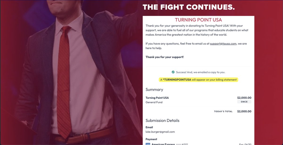 Another $2,000 to <a href="/TPUSA/">Turning Point USA</a>! We're $3K into our $50K goal!  We still have some of the dev bag and two other wallets from the launch.  More promotions coming tonight and tomorrow!