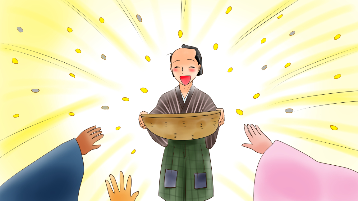 「昔のイラスト紹介 福娘童話集昔話17 「ぶんぶく茶がま」13 (あらすじ) 「こ」|愛ちん（ゆめみ愛）のイラスト