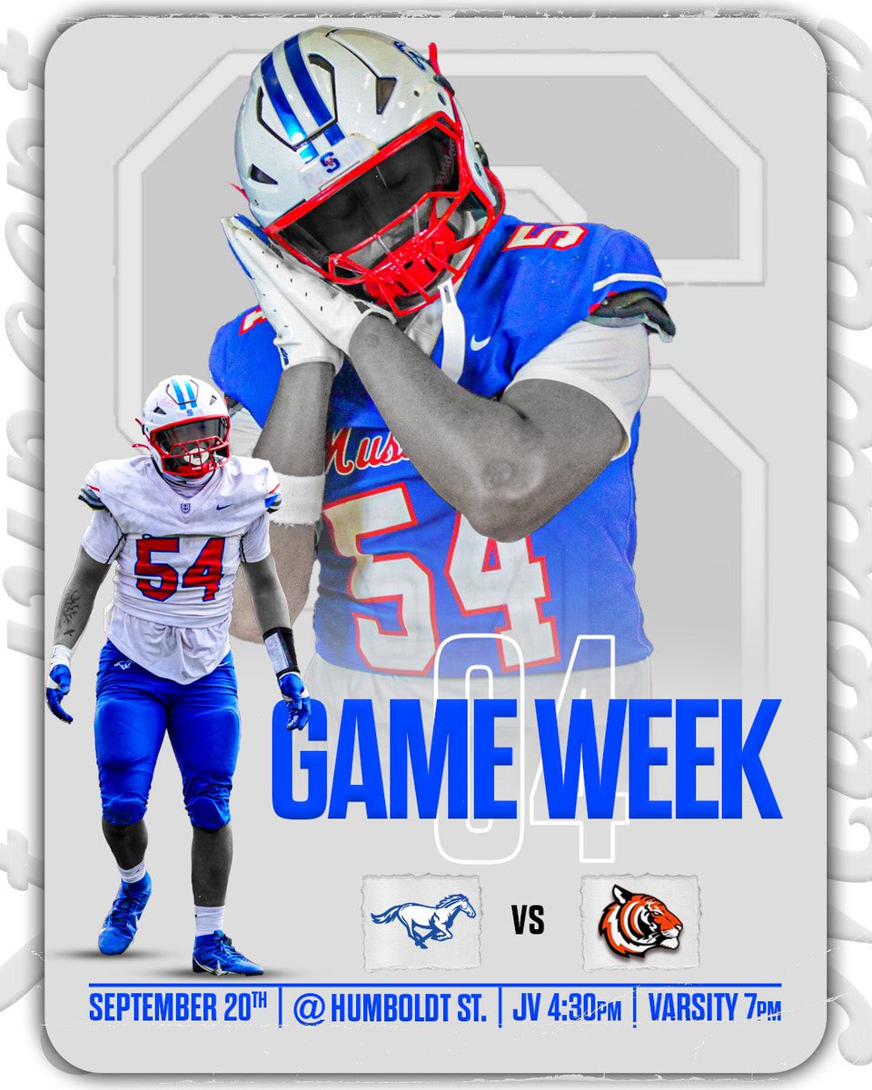 GAME 4
St. Vincent at Arcata
🗓- September 20th
📍- Humboldt State University 
⏰- JV 4:30pm | Varsity 7pm

#gomustangs🐴