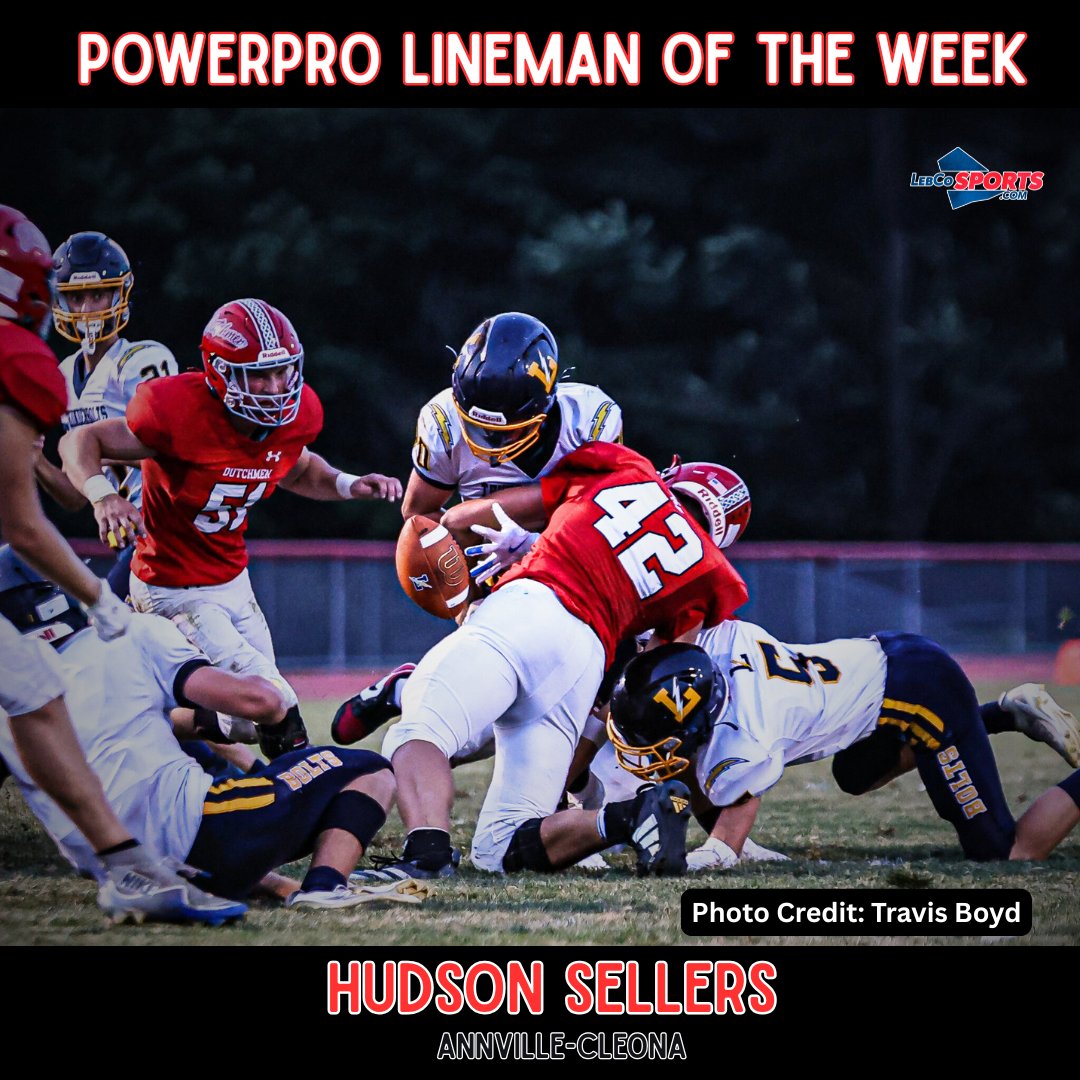 Congrats to Annville-Cleona’s Hudson Sellers, named the PowerPro Section 5 Lineman of the Week! 🏈

In the Dutchmen’s 42-0 rout of Hamburg, Sellers was a force on both sides of the ball—rushing for 45 yards and a touchdown, paving the way with strong blocking, and racking up 10