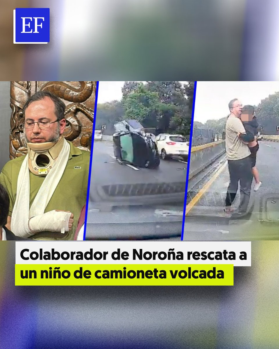 El senador Gerardo Fernández Noroña compartió un video donde su colaborador, Emiliano González, salva a un menor de una camioneta volcada tras un accidente el 14 de septiembre. El hecho ocurre días después de que González fuera agredido por Alito Moreno. elfinanciero.com.mx/nacional/2025/…