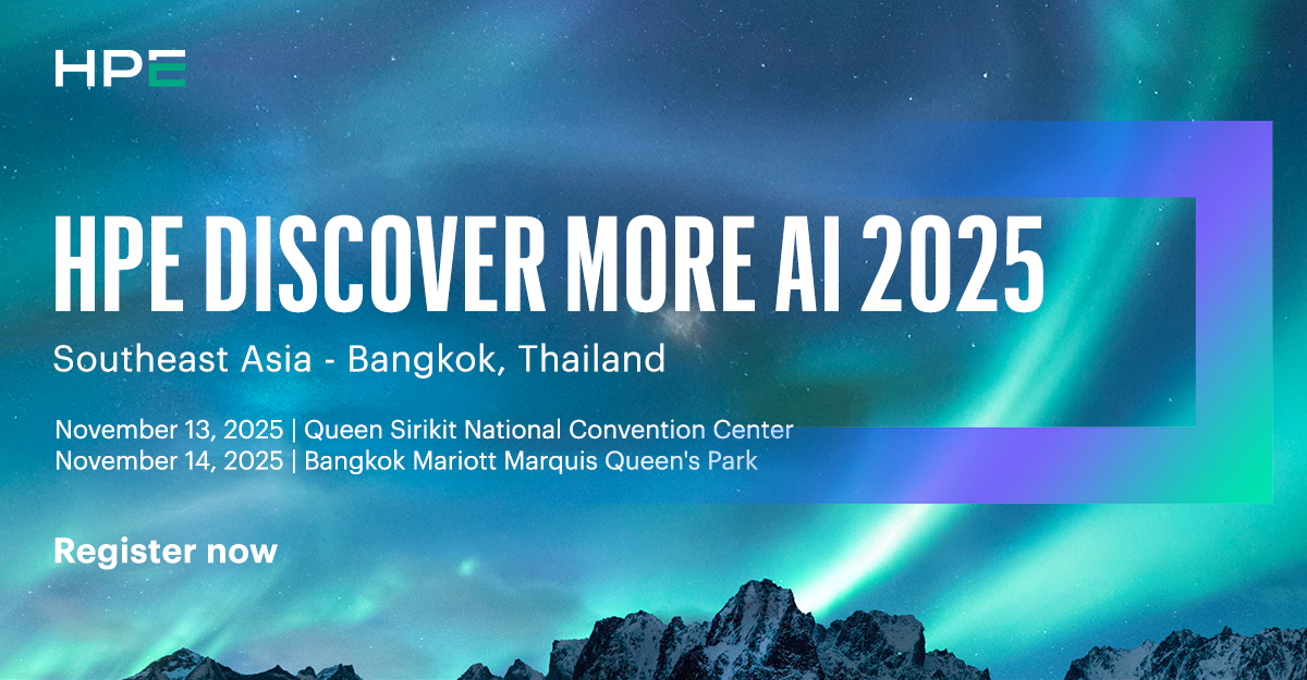 #HPEDiscover More AI 2025 is coming to Bangkok—bringing an insightful keynote, 36+ sessions, demos, and real-world case studies across AI, networking, and hybrid cloud. Register now to unlock new opportunities and drive innovation: hpe.to/6013APQGJ