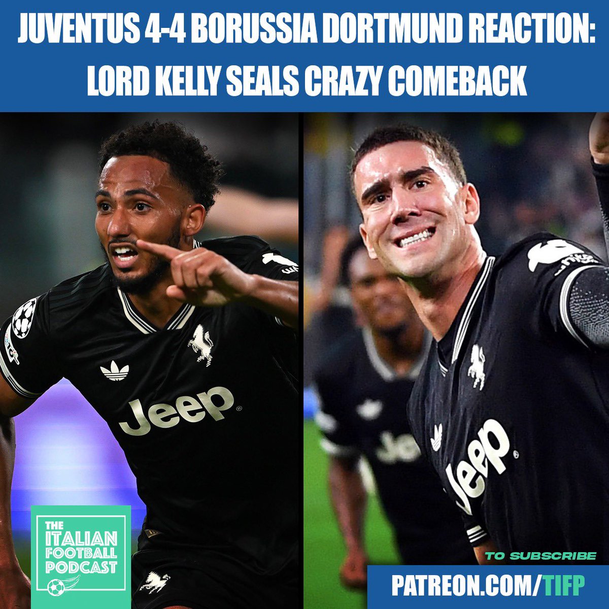 🚨 Juventus 4-4 BVB Reaction Pod 🚨

🗣️ <a href="/carlogarganese/">Carlo Garganese</a> 

-Match of the Season 🔥
-Comeback of the Season 🤯
-LORD FUCKING KELLY 🤴
-Magical Yildiz 🇹🇷
-Vlahovic super sub ⭐️
-Defence a MESS 🤢
-Di Gregorio shocker 🤦‍♂️

🎥 youtu.be/Ost0mzGTosQ?si…

🎧 patreon.com/TIFP