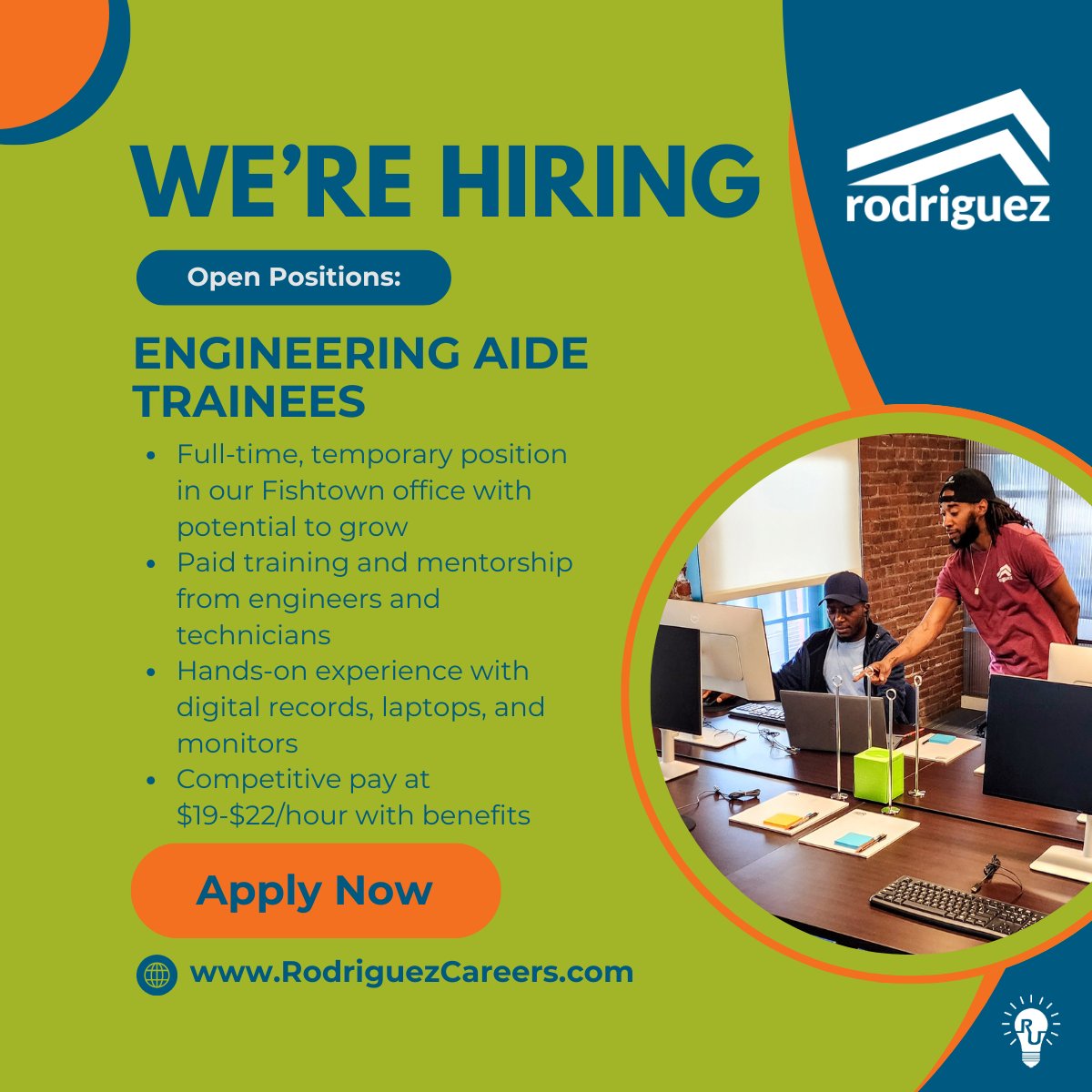 We’re excited to share that our team is growing. #TeamRodriguez is hiring 6 Engineering Aide Trainees to support a major public health and infrastructure project. If you are looking to start a meaningful career, apply today: zurl.co/6PEt6  

#Hiring #PhiladelphiaJobs