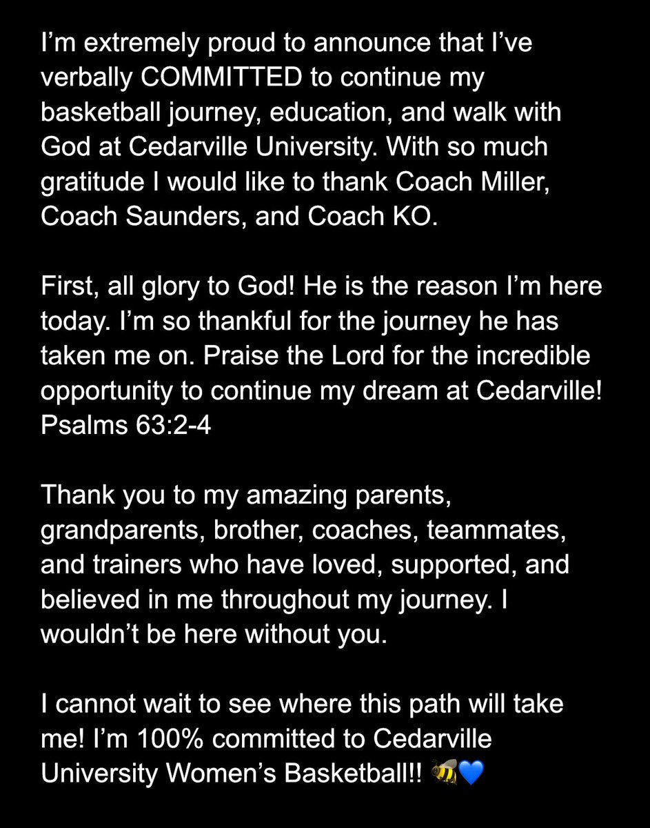 home 🏠 <a href="/CedarvilleWBB/">Cedarville WBB</a> 🐝💙 #committed 

<a href="/ladybravesIC/">Coach Ferris</a> 
<a href="/ICHSAthletics/">IC Athletics</a> 
<a href="/TheCreekSP/">IC Sports Performance</a>