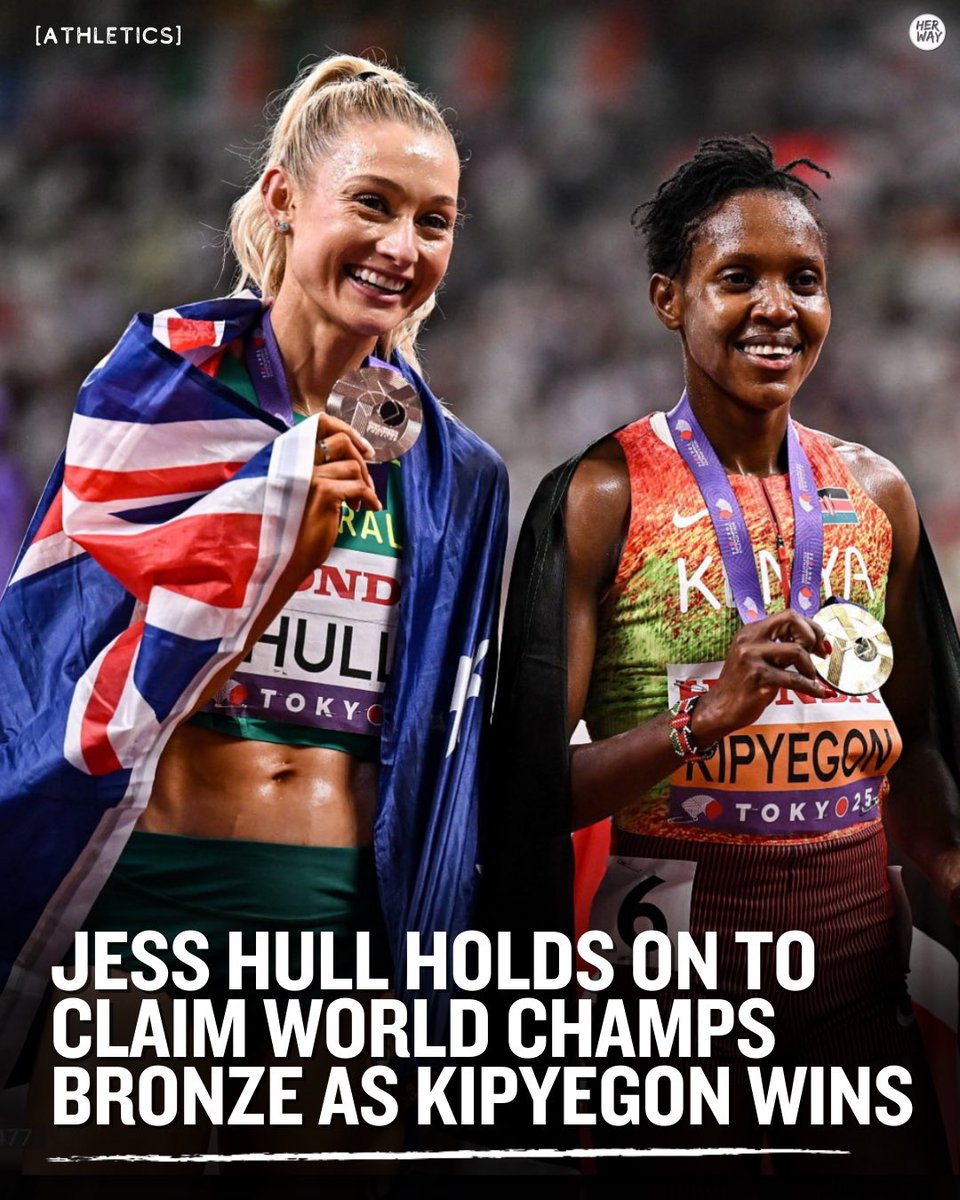 ATHLETICS:
Australia’s Jess Hull ran with 1500m GOAT Faith Kipyegon until the final straight and then held on to win bronze in last night’s final at the Athletics World Championships.
Kipyegon claimed her fourth World title in the event.
📸Getty/Sam Barnes