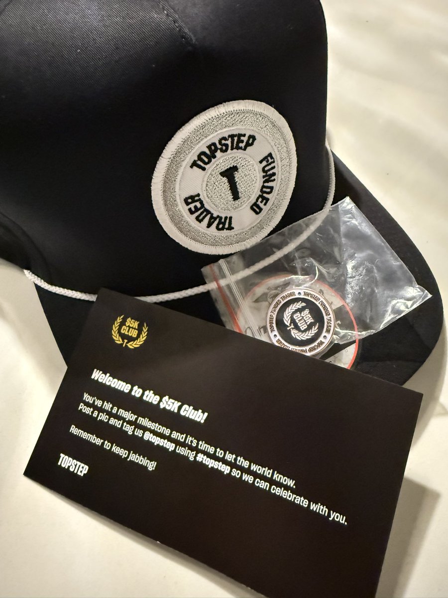 Treper11's tweet photo. @Topstep @MichaelPatak Thanks for the awesome hat and pin! A year late but worth the wait! Another nice surprise today is getting my recent payout in just about 24 hours after submission. Appreciate the #topstep team! Shout out to @CoachDBA and @ItsCoachJay ✌️ https://t.co/utM9H4dafx