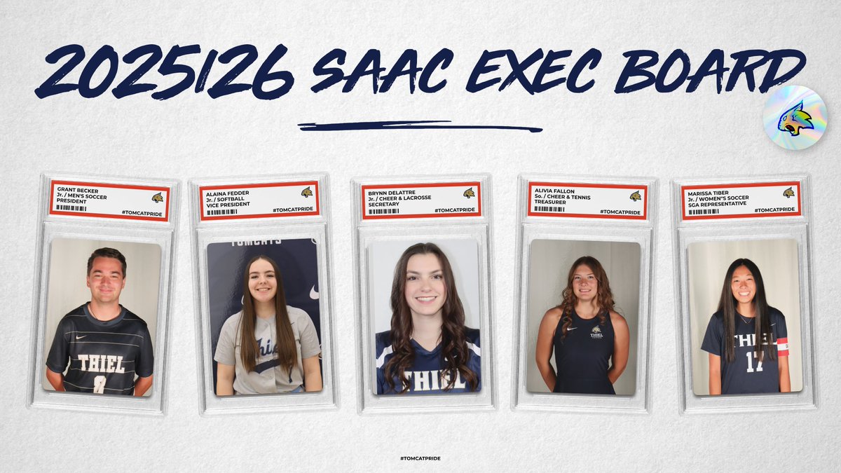 ThielAthletics's tweet photo. The Thiel College Student-Athlete Advisory Committee (SAAC) elected new representatives for the exec board for the 2025-26 academic year! 

🔗 https://t.co/AERal2SDBu

#TomcatPride | @PAC_Athletics https://t.co/DuzwntRsHc