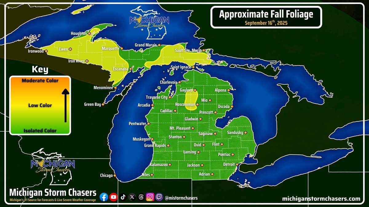 Progress is being made here in mid-September as more areas creep into the low color zone on the fall foliage map. It won't be long before our zones with isolated color bump into the low color zone, while low color zones move into moderate color. With lack of rainfall pushing