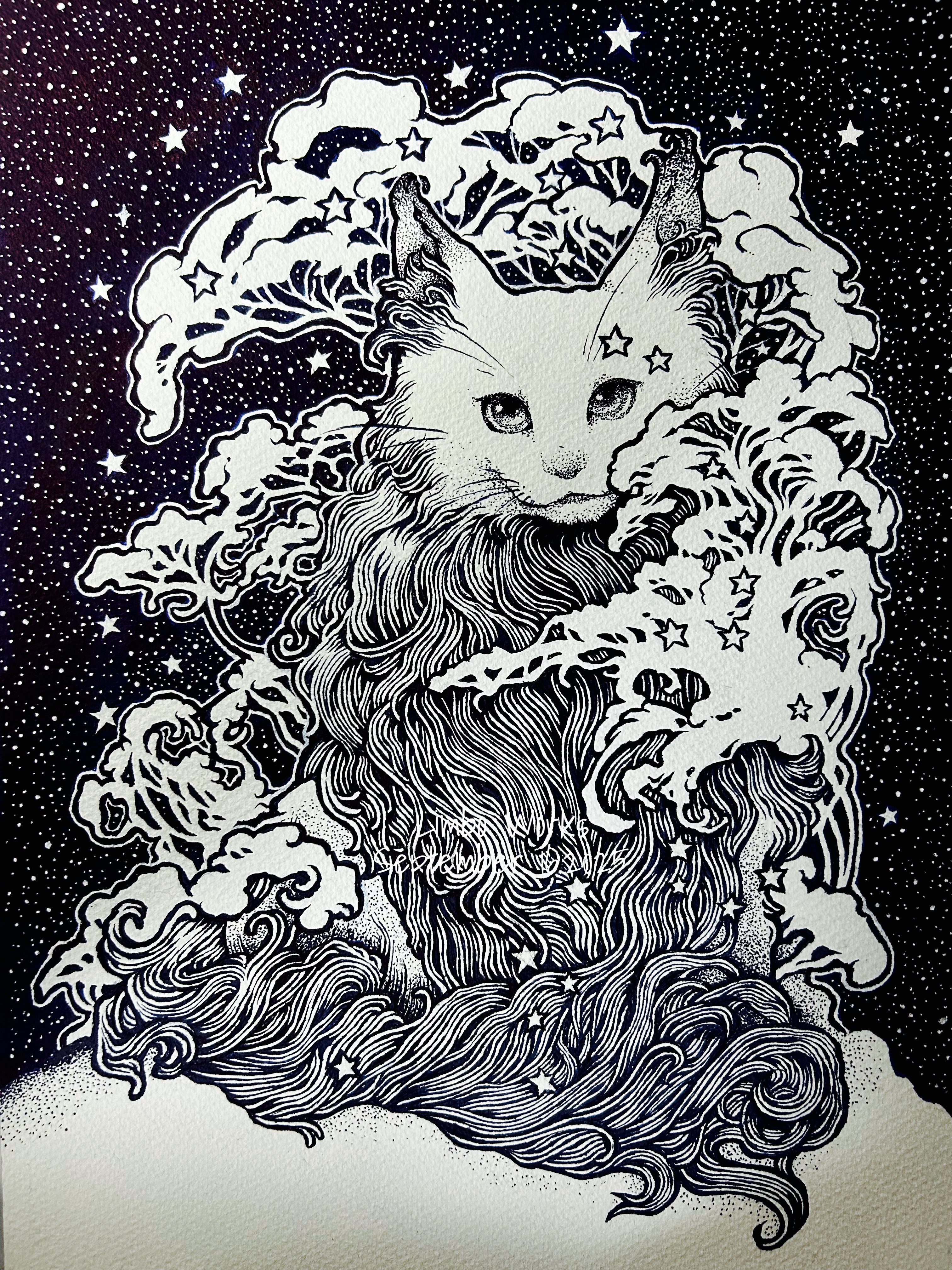 ペン画　30x40cm ボールペン画 ウサギ002【ドローイング 原画 絵画】 - メルカリ