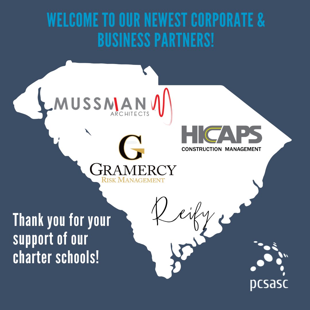 At the Public Charter School Alliance of South Carolina, we thoughtfully engage partners that strategically connect our member schools to the resources they need to thrive. 

Thank you to our new corporate and business partners! Welcome to the South Carolina charter family!