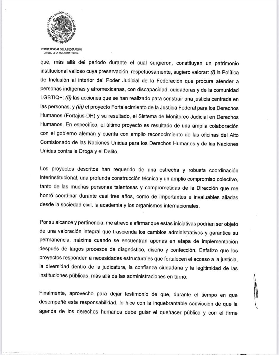 GuerreroZazueta's tweet image. Durante 16 años he trabajado en la tutela de DH, el acceso a la justicia (nacional e internacional) y la atención a víctimas.

Los últimos 7 años colaboré en el desarrollo de políticas públicas para ampliar el acceso a la justicia desde el CJF.

Ayer fue mi último día en el #PJF.