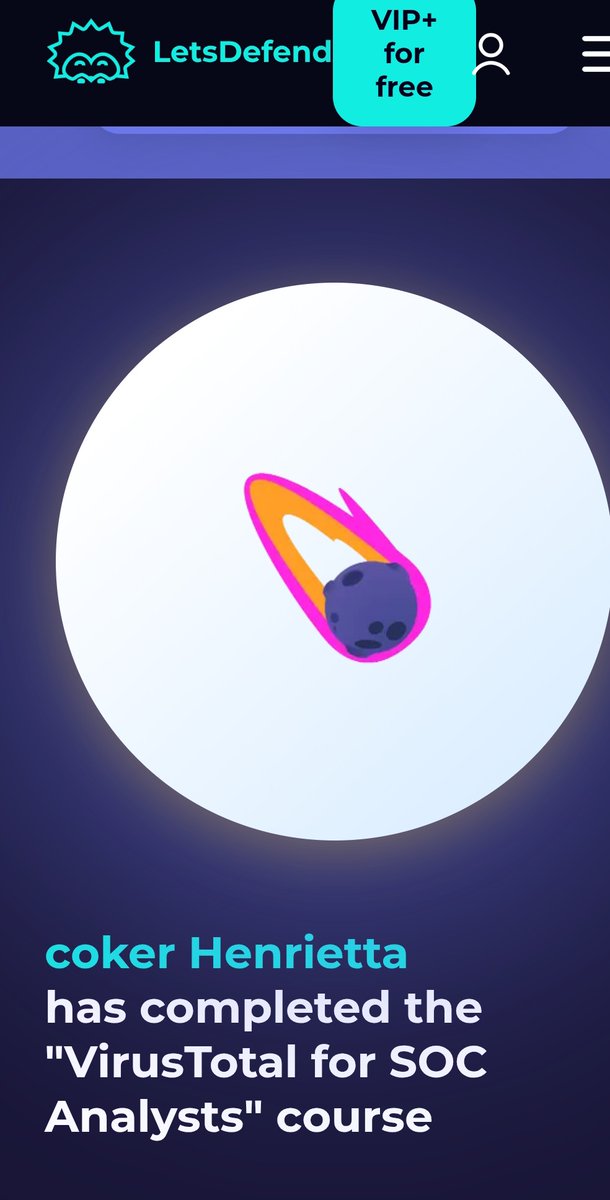 the_Henriee's tweet image. Just completed the VirusTotal for SOC analyst course as part of the @Cyblackorg SOC Academy.

📌 Gained hands-on experience with analyzing files and URLs using VT’s Details, Behavior, Relations, Community, and Detection tabs.

Getting SOC ready 🔥🔥 

#cyblack #SOCanalyst