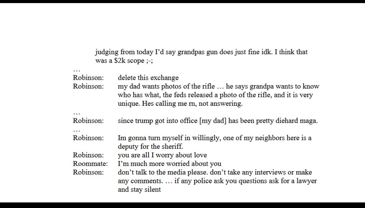 SameOldCory's tweet photo. Alright let me get this right.  The suspect shooter Tyler Robinson.  

After the disgusting assassination of Charlie Kirk, takes apart the gun, puts it in his backpack to get off the roof.  

Gets to the woods, puts the gun back together, and leaves it in the woods.

Gets back to his car, and texts the Trans partner about how the gun belonged to his grandfather and wanted to get it back before he returned home.

Why wouldn’t he just have left it disassembled, in his backpack, went to his car and drive home?  Making an almost flawless exit?

This is the definition of the math ain’t mathing?  Anyone care to help me understand this? 

#JusticeForCharlieKirk