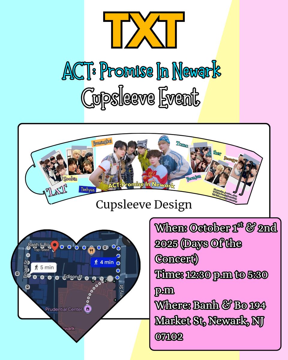 PeachyJoonShop's tweet image. #MOA Are you ready for #TXT 's upcoming Newark Shows? 🤩 Come and join me for my upcoming Cupsleeve Event! 🩵

When? 🗓: October 1st &amp;amp; 2nd (Both show Dates)
Where?📍: Banh &amp;amp; Bo 194 Market St Newark, NJ 07102
Time? 🕛: 12:30 to 5:30 p.m

Please Share &amp;amp; come and join us! 🐬