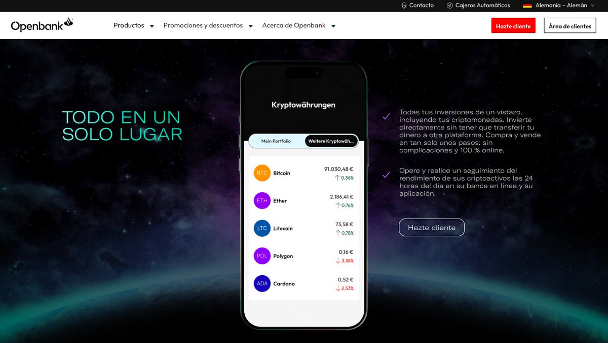 ❌CZ, Armstrong, y los 11 empleados de Hyperliquid, TEMBLANDO...

💀💀💀

Por si te lo perdiste, Openbank anunció ayer  su "subida a la ola cripto", sumándose al lanzamiento de BBVA el pasado mes de Julio. Te dejo algunos detalles clave, y sus condiciones:

👉Lanzamiento: