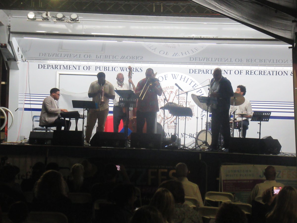 QOTDCT's tweet image. #RecentEvents #OutsideOfCT:
Trombonist [and &apos;seashellist&apos; [2]) Steve Turre and his Sextet at the 14th #JazzFest in #WhitePlains, #NY, 9/14/2025