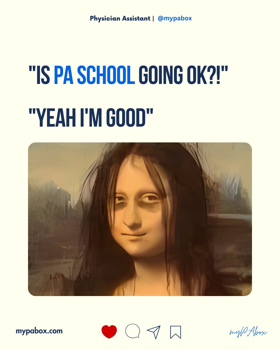 myPAbox's tweet photo. “Yeah I’m good.” 🫠
PA school = exams, SOAP notes, rotations, repeat. If this is you, you’re not alone—keep going.
Pre-PAs: plan smarter with myPAbox — 15% off with code Prepa15.

#PASchool #PAStudent #PhysicianAssistant #PAProgram #ClinicalRotations #DidacticYear #StudyStruggles https://t.co/wz6cqoQKvO