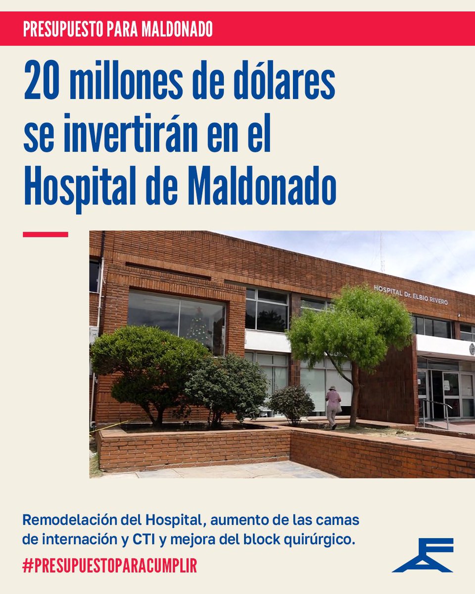 La ministra de salud <a href="/LustembergC/">Cristina Lustemberg</a> anunció obras por 20 millones de dólares:
✅ Más camas de internación
✅ Ampliación del CTI
✅ Modernización del block quirúrgico

Un hospital renovado para acompañar el crecimiento del departamento y mejorar la atención de miles de usuarios.