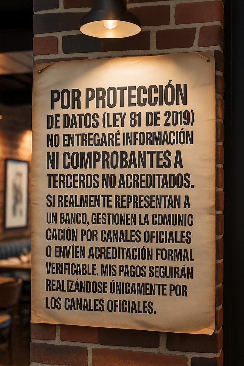 🔥 ¡Basta de abusos! 🔥
No más cobros por chats anónimos, ni “representantes” sin acreditación.
📜 Ley 81 de 2019 protege tus datos: nadie puede exigir comprobantes sin identificación formal.
👉 Mis pagos: SOLO por canales oficiales.
#ProtecciónDeDatos #Panamá #Ley81 #NoAlAbuso
