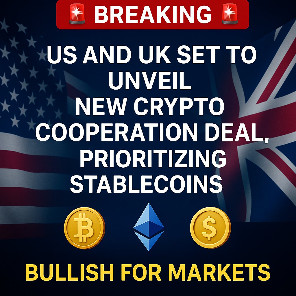 crypto_vista's tweet photo. 🚨 Major Crypto News 🚨
The US 🇺🇸 &amp; UK 🇬🇧 are set to unveil a new crypto cooperation deal, prioritizing stablecoins. 💵🔗

This could be a game-changer for global adoption 🌍 and a bullish signal for the markets 🚀

Are we entering the next big crypto wave?
#CryptoNews #Bitcoin https://t.co/vsUpxJrdjL
