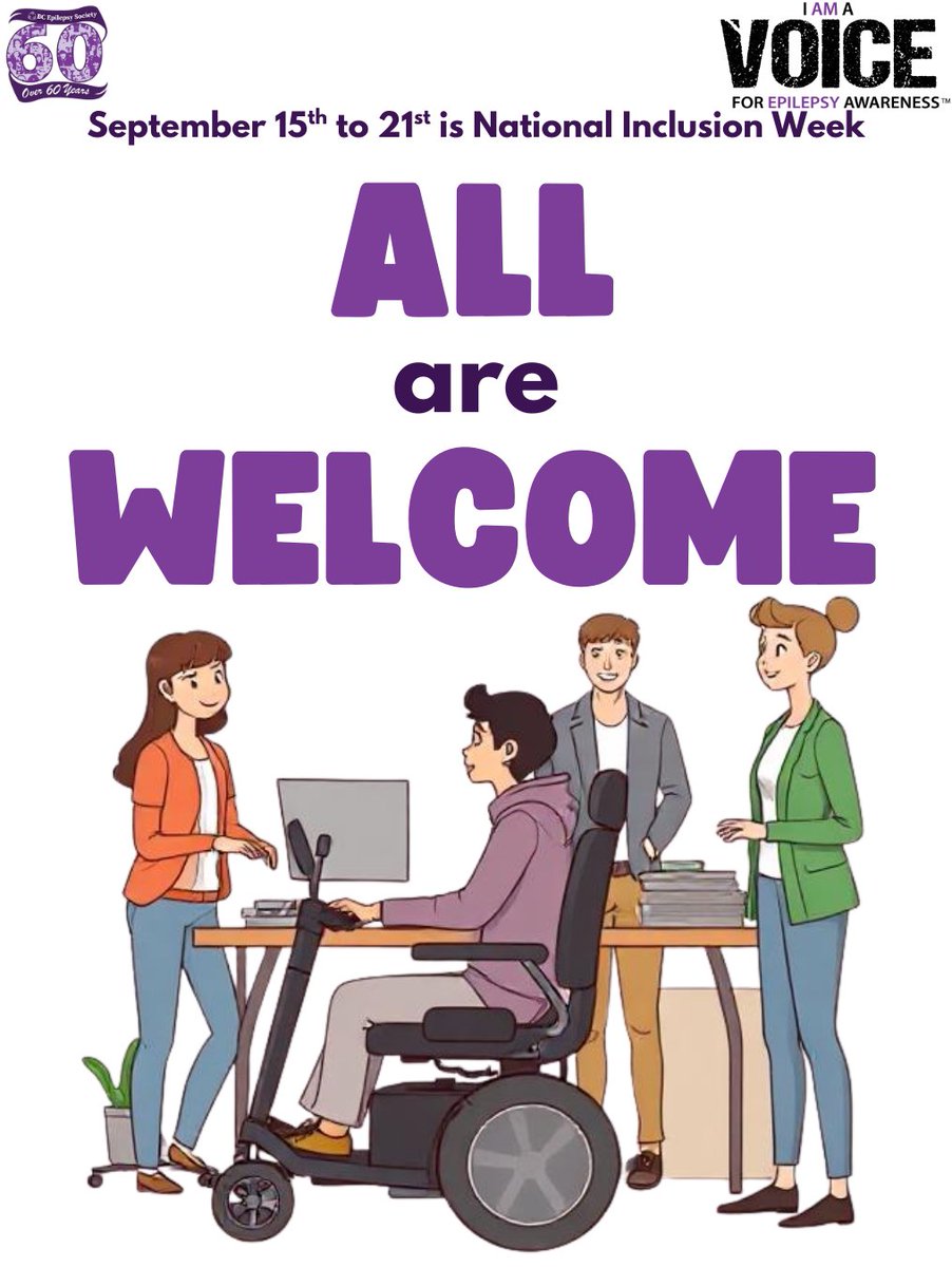 BCEpilepsy's tweet image. #NationalInclusionWeek celebrates building inclusive workplaces. This year's theme, #NowIsTheTime, is about why inclusion is so important for so many people. We'd love to know what an inclusive workplace means to you so reply or comment below! #Epilepsy #EpilepsyAwareness